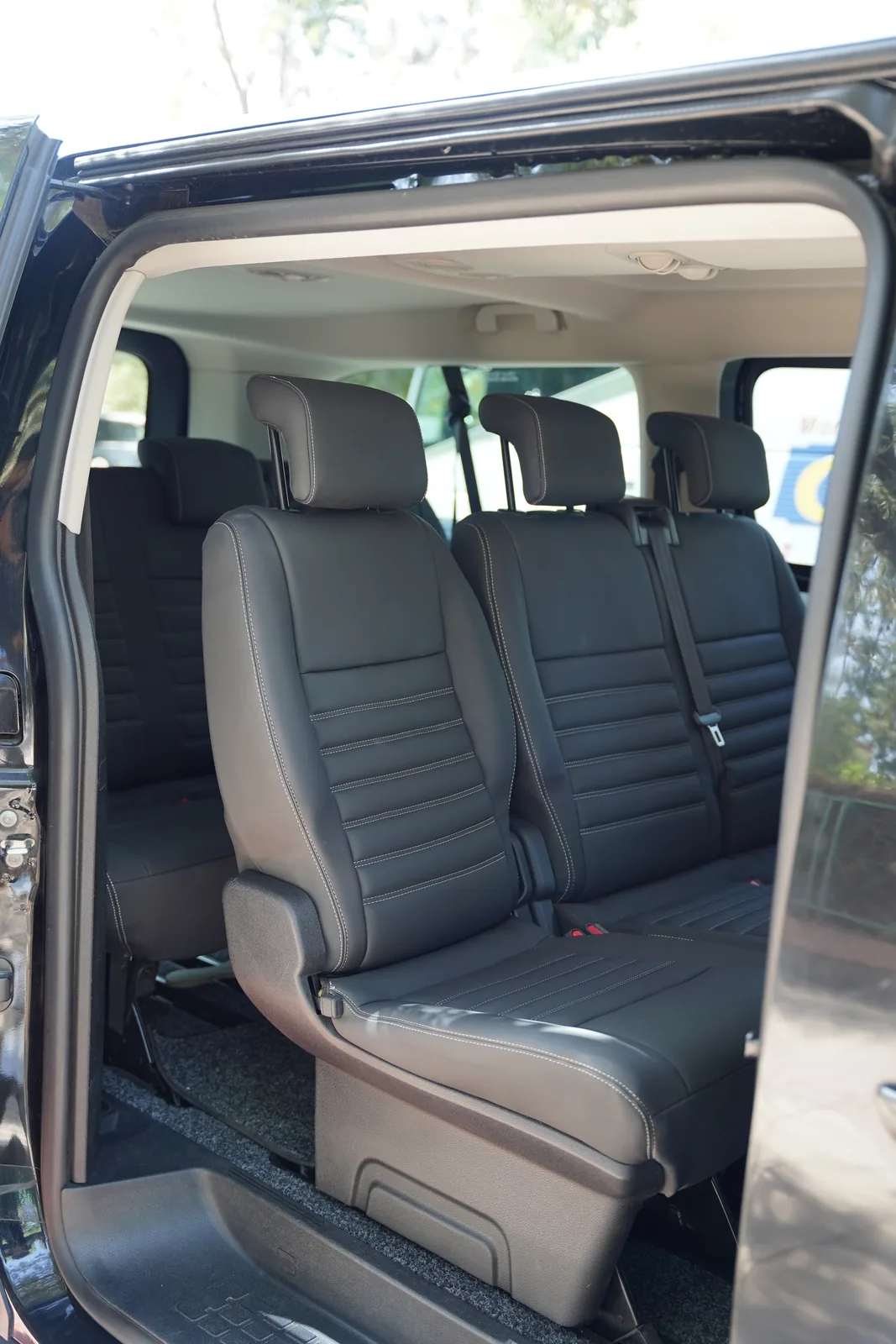 Interior seats of a private RANA tour vehicle